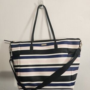 Kate Spade Women Striped Tote in Black, Pink, and Blue Large Bag